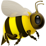 Cartoon bee with a yellow and black striped body